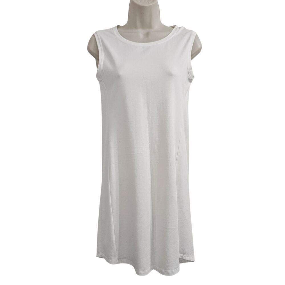 EILEEN FISHER Cotton Stretch Jersey Dress White Size XXS NWT
